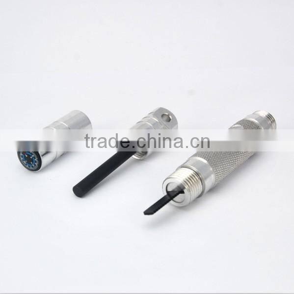 Metal Case Outdoor Survival Flint Emergency Fire starter with compass