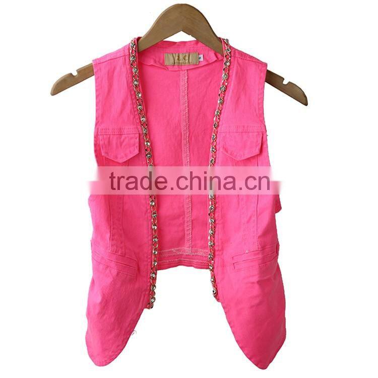 China factory OEM Custom european sleeveless multi-colors woven womens jackets coats lady waistcoat