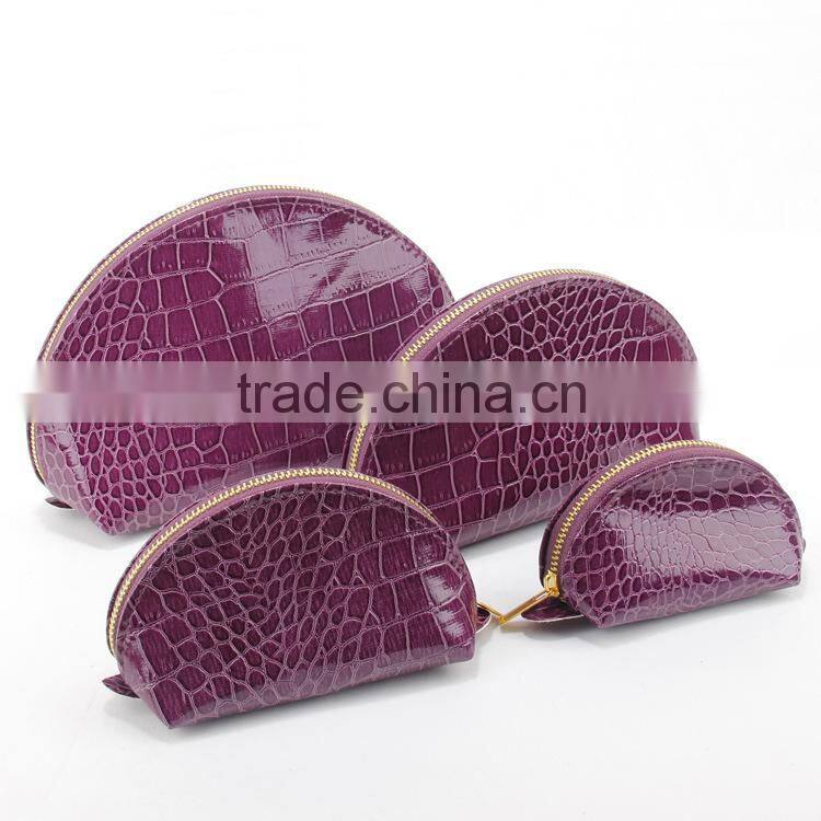 Fashionable solid color cute pattern crocodile skin pu cosmetic bag