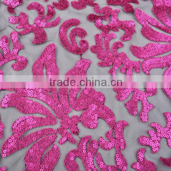 Hot sales flower sequin embroidery fabric for wedding dress