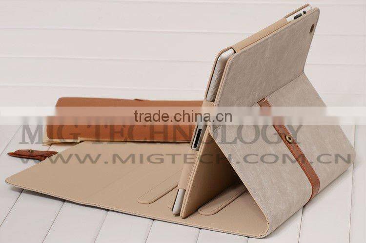 High end Leather Case for Ipad 2 3 with belt, for ipad accessories, for ipad3 case