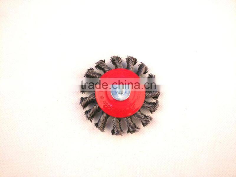 twist knot tapered brushes with shank, diameter 75mm or 3"