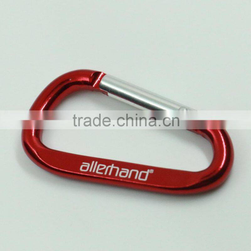 Wholesale D shaped lead free pantone code flat carabiner clip with printing logo