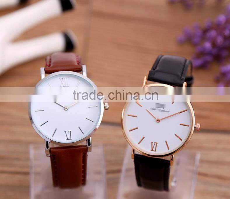 2016 top best selling fashion men gift leather band japan movement quartz watches