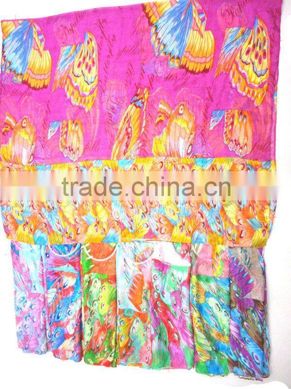 Fashion chiffon acrylic lady silk neck scarf Bali Yarn scarf