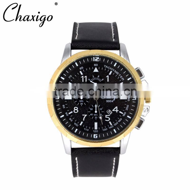 3 eyes OEM custom brand fashion watch alloy leather band watches for men chronograph watch
