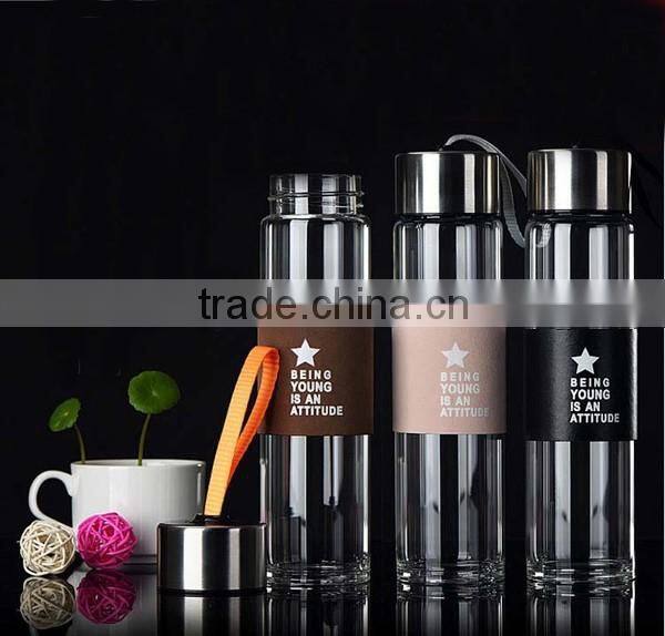 Beauchy 2016 400ml 450ml Tea Bottle clear glass drinking bottle, glass bottle for juice drinking