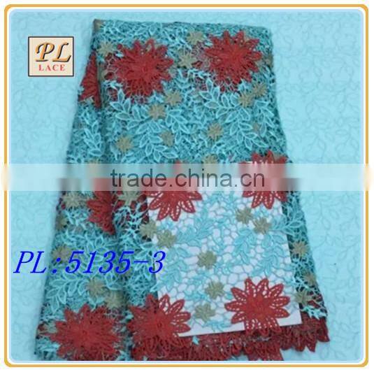 2015 latest design embroidery water soluble guipure lace fabric for fashion dress