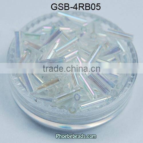 Wholesale Fashion 4mm Rainbow Colors Bugle Decorative Glass Beads GSB-4RB07