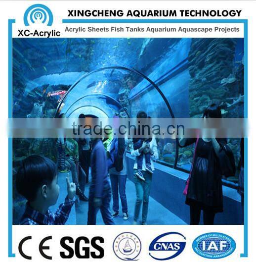 large customized transparent UV oceanarium acrylic tunnel project