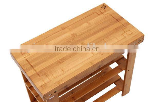 Antique carving bamboo shoe rack & square shoes stool