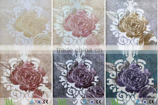Purple big flowers pvc korean wallpaper