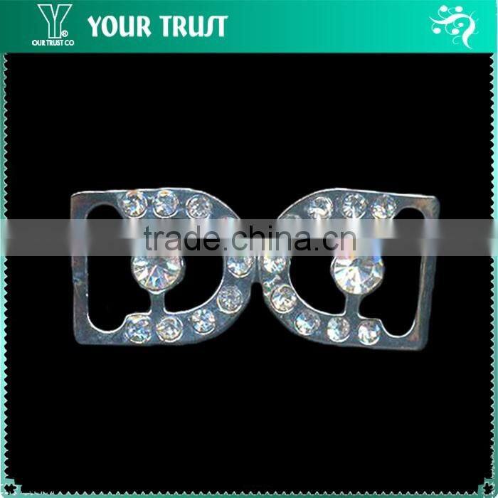 3MM Rhinestone Triangle Chain Connector Rhodium Metal Belt Buckle