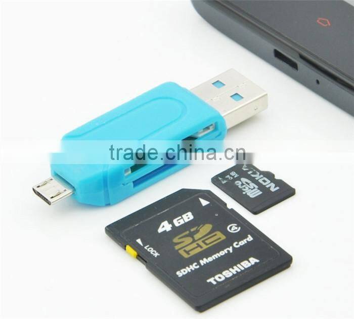 Universal Card Reader Mobile phone PC card reader Micro USB OTG Card Reader OTG TF / SD flash memory Wholesale