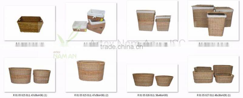 Colorful storage rattan Basket Set of 3 with Handle