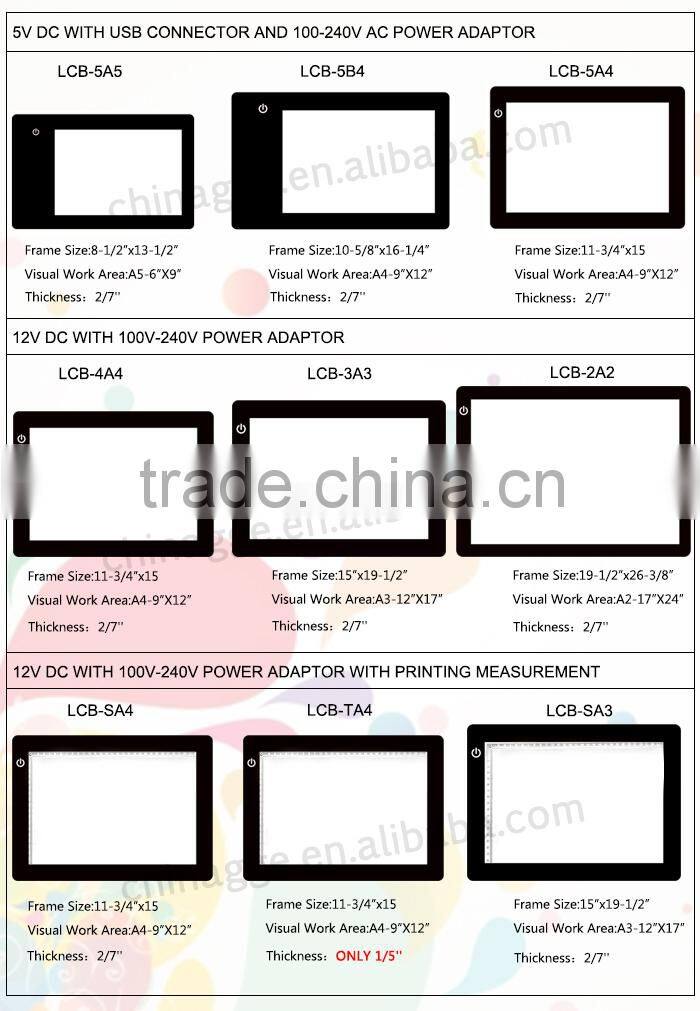 Slim Tracing Light Box Drafting Table Artograph Light Pad for Tattoos A2 A3 A4 Size LED Light Pad