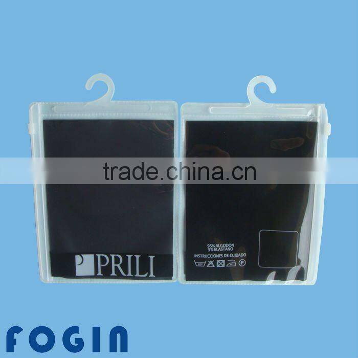Eco-friendly eva plastic bag with zipper & hanger for underwear clothing packaging