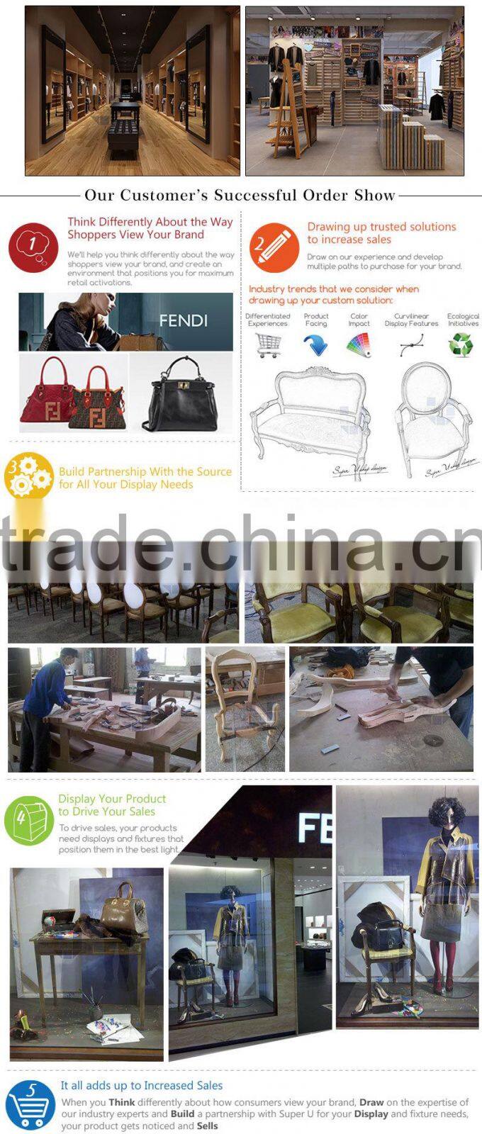 tailor made lighting wooden cabinet display for cosmetic shop