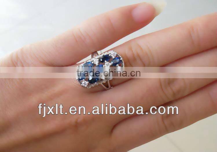 Custom Design 925 Sterling Silver Sapphire and Diamond Ring