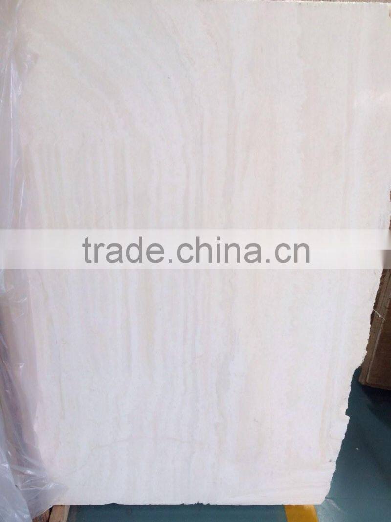 White travertine tile and slab