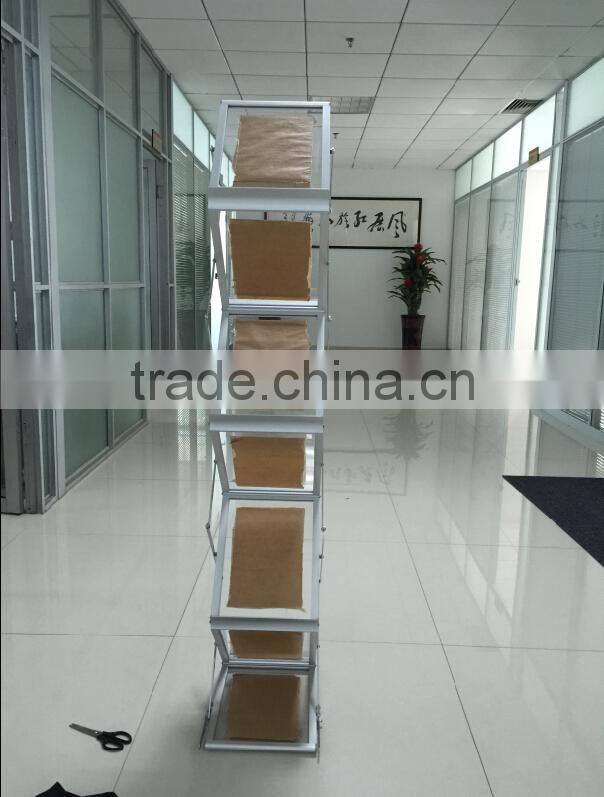 double side magazine holder chromed aluminum acrylic Z shape catalog brochure holder