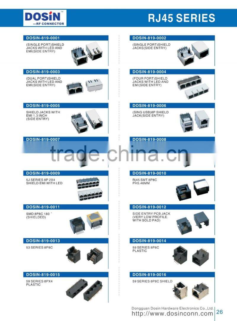 RJ45 Connectors, network Plug PCB mount 8p8c Connector for Modular Jack