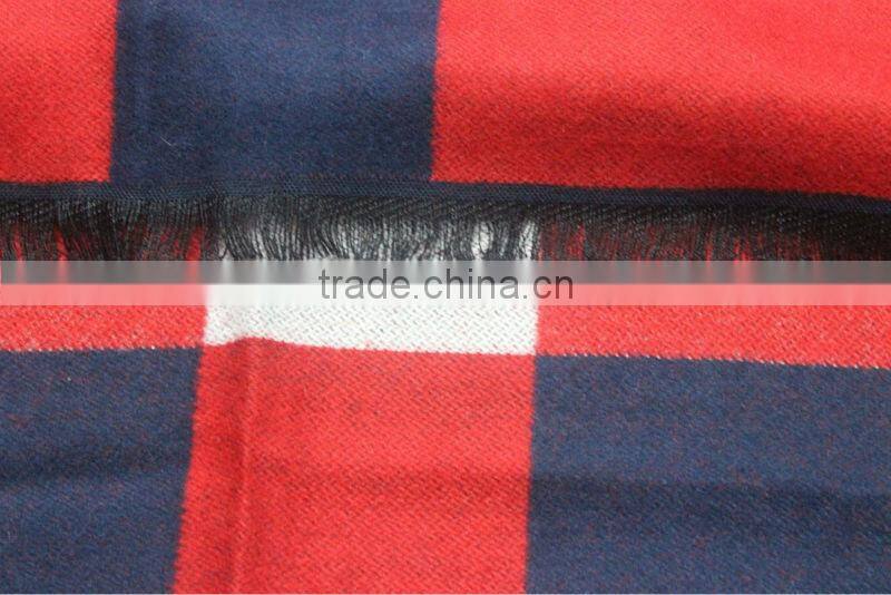 balck and red color tartan plaid indian wool shawl