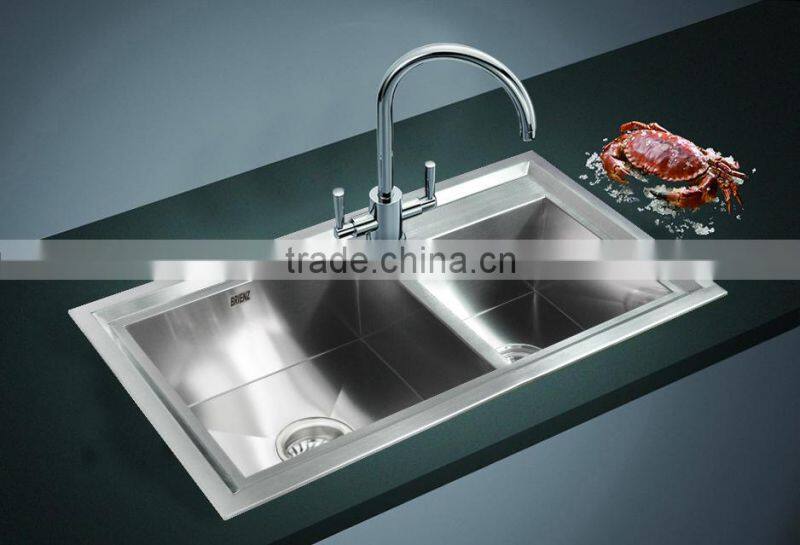 8045A cupc sus304 handmade hypotenuse series square corner series duoble sinks