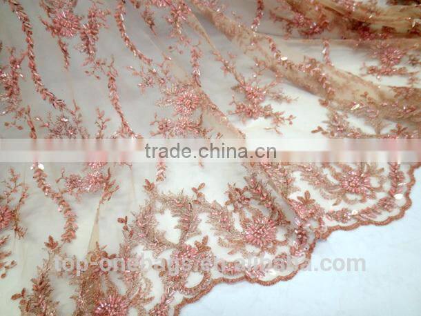 2014 french lace wholesale silk fabric/ chiffion fabric lace for wedding