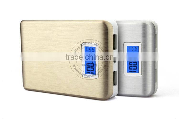 alibaba gold supply LED portable battery charger cell phone charger power bank with dual output
