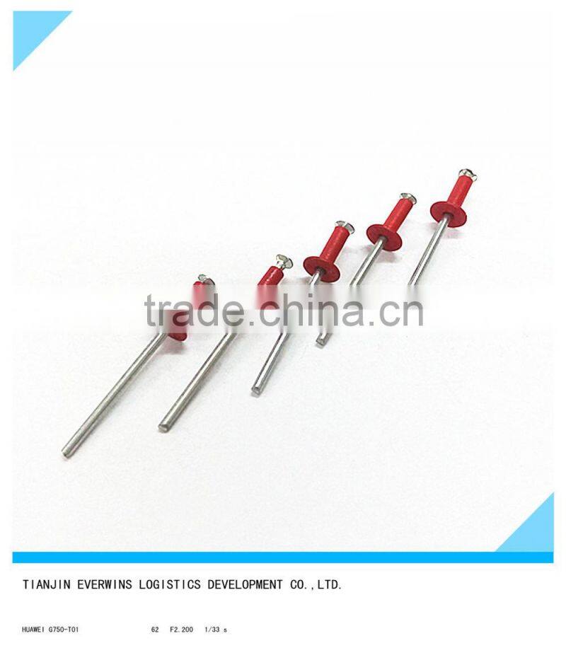 High quality Red color Open type Countersunk head Waterproof Aluminium Blind rivet