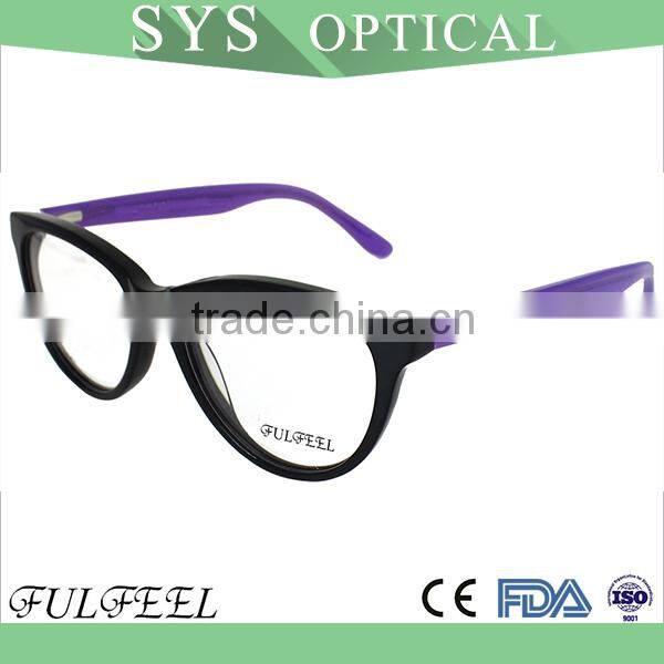 Lady simple style best quality cat shape acetate eyeglasses frame 2015