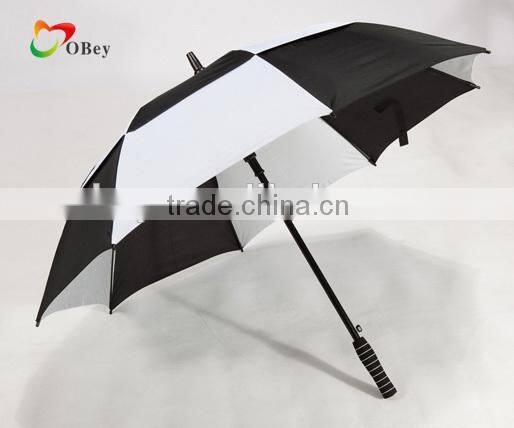 Double canopy rainy golf umbrella with rubber handle