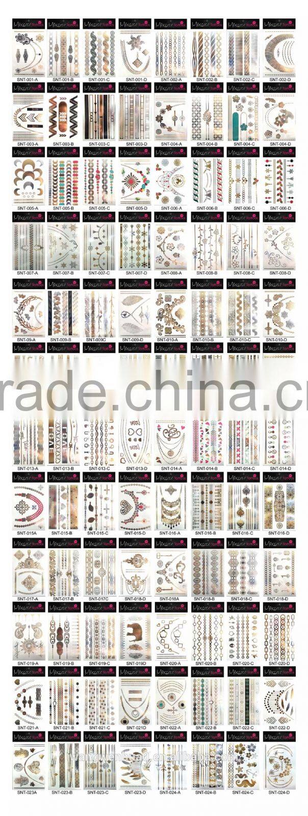 2016 waterproof temporary tattoo ,wholesale temporary tattoo sticker, Waterproof tattoo sticker in gold
