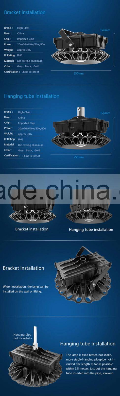 20W 40W 60W IP65 Outdoor Mine Airport Warehouse High Bay Gas Station Explosion Proof Light