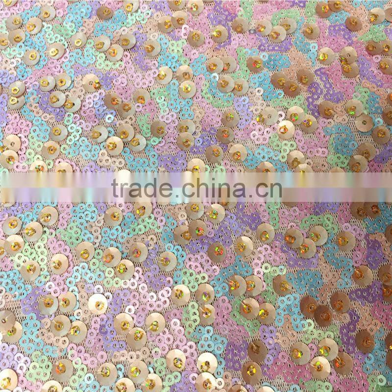 3mm 5mm colorful sequins embroidery fabric