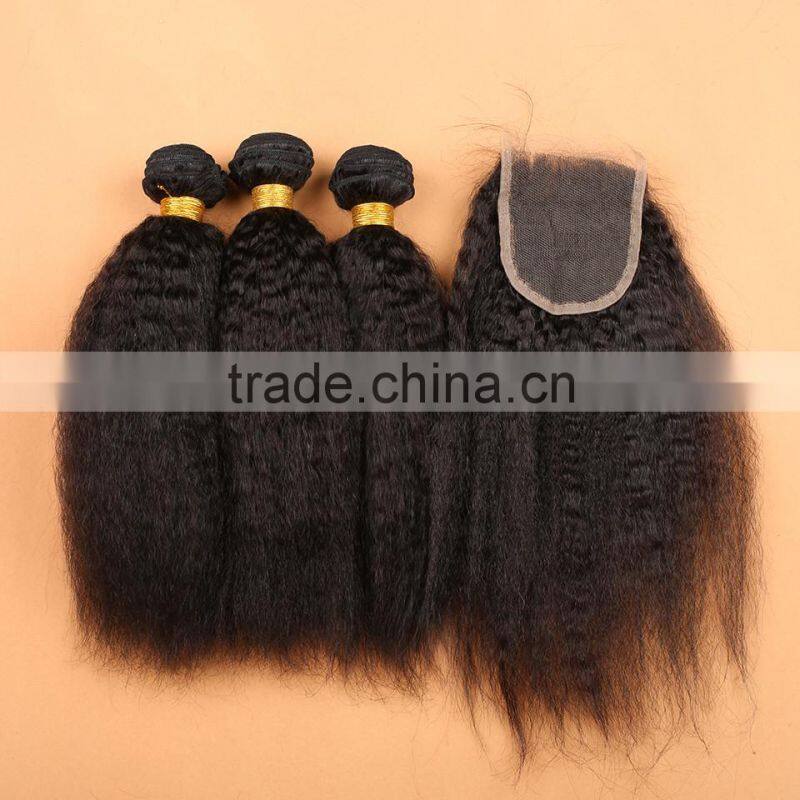 wholesale virgin indian hair kinky straight yaki hair weave
