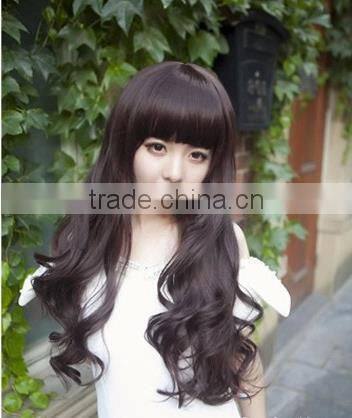 Pretty 2014 fashion full oblique bangs girl lolita cosplay Party wigs long hair wig
