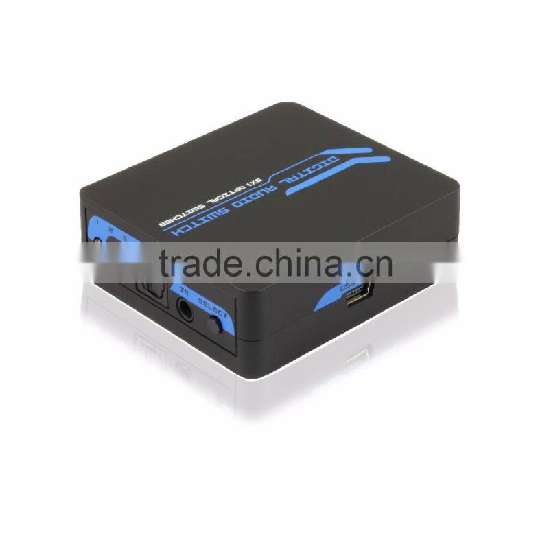 made in China SPDIF/TOSLINK Digital Optical Audio 3x1 Switcher for av amplifier with IR Remote