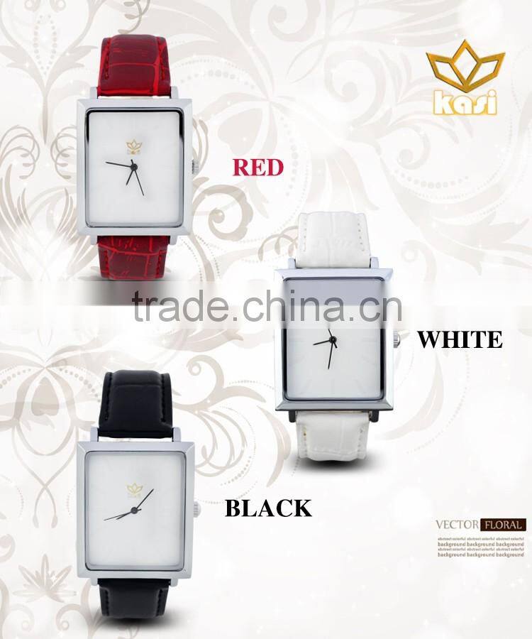 Top selling time display slim stone waterproof black genuine leather quartz couple watch Y017