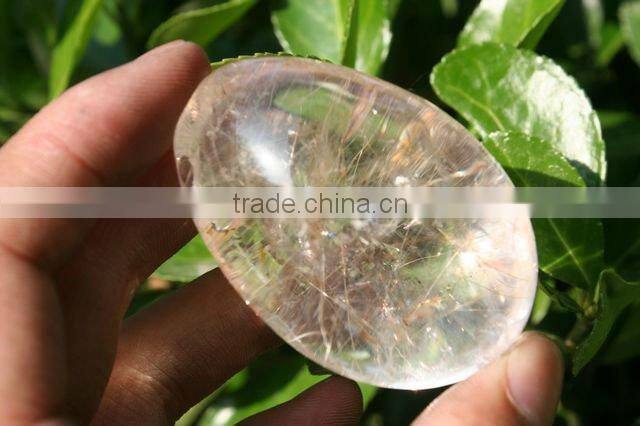 Natural white Rutilated Quartz crystal egg Language Option French