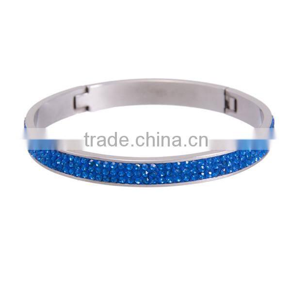2014 Simple Alloy Health Stainless Steel Blue Rhinestones Bracelet