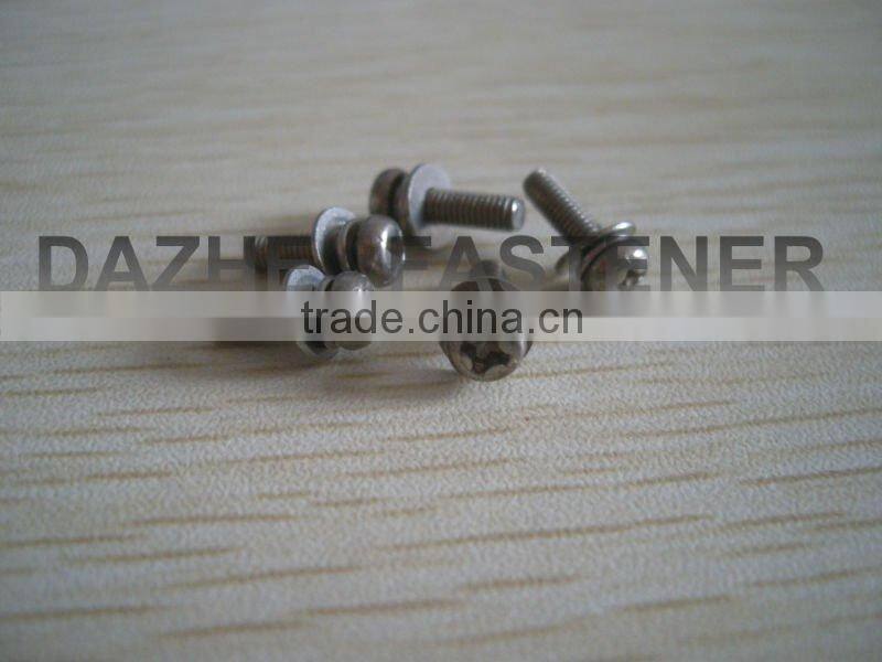 pan head machine screw with flat washer and spring washer