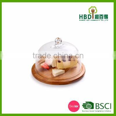 Environmental Kitchen Storage Bamboo Glass Cheese Dome set