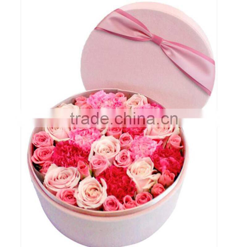 Round fabric Flower boxes with ribbon bowknot