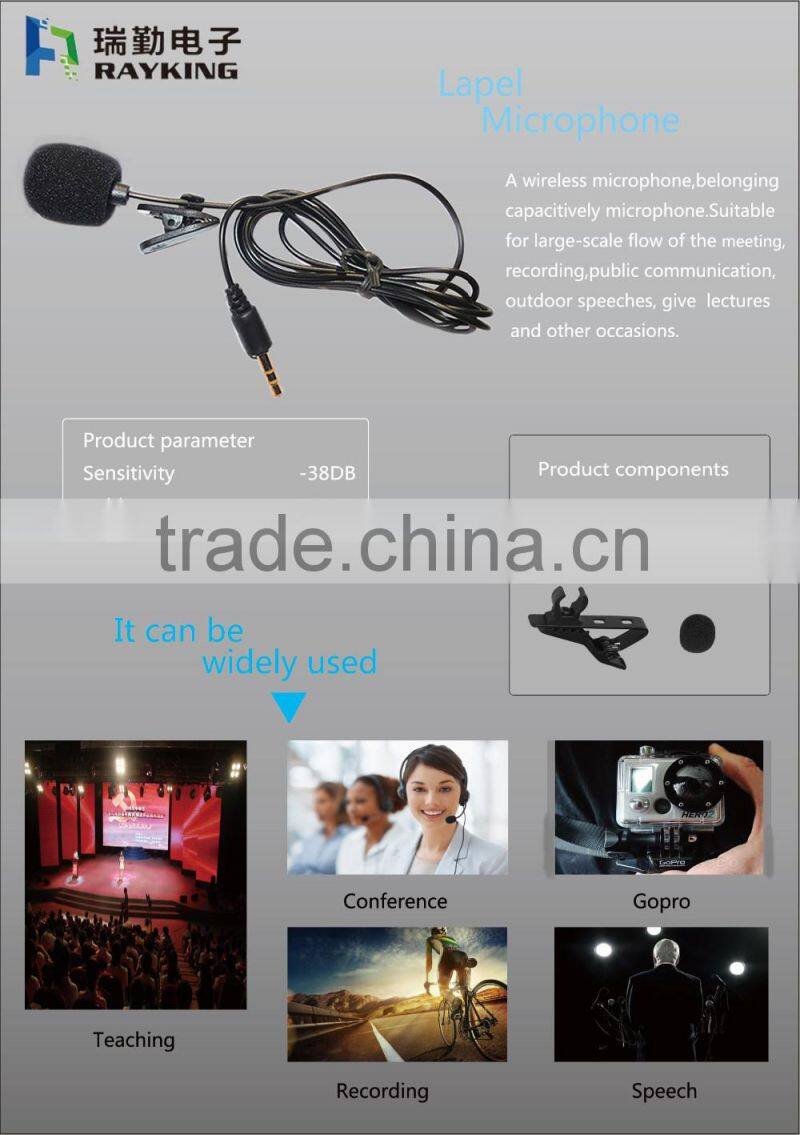 TRRS connector lavalier microphone for samsung mobile MID computor 2M cable