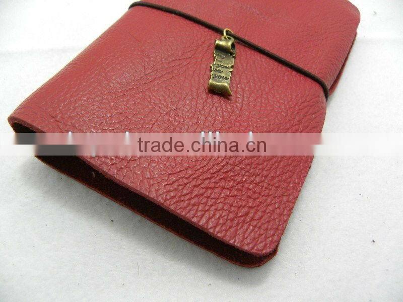 purplish red handmade travel leather refillable soft cover notebook