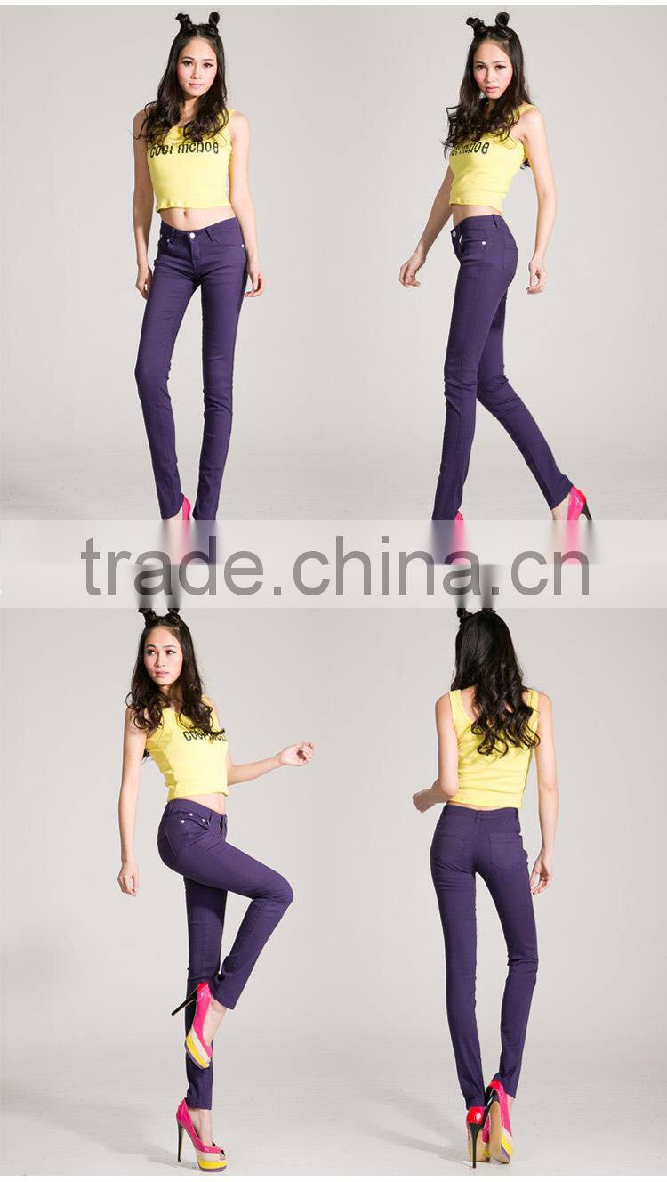 The new Models of color candy colored jeans female feet pencil pants trousers