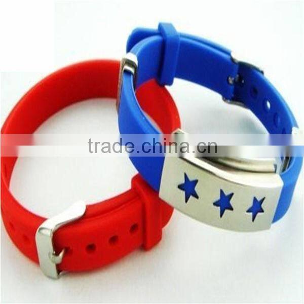 Best selling silicon bracelet with stainless steel for healthcare