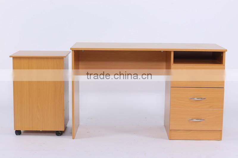 High Quality PB/MDF Computer Table With Bookcase And Drawers Cabinet